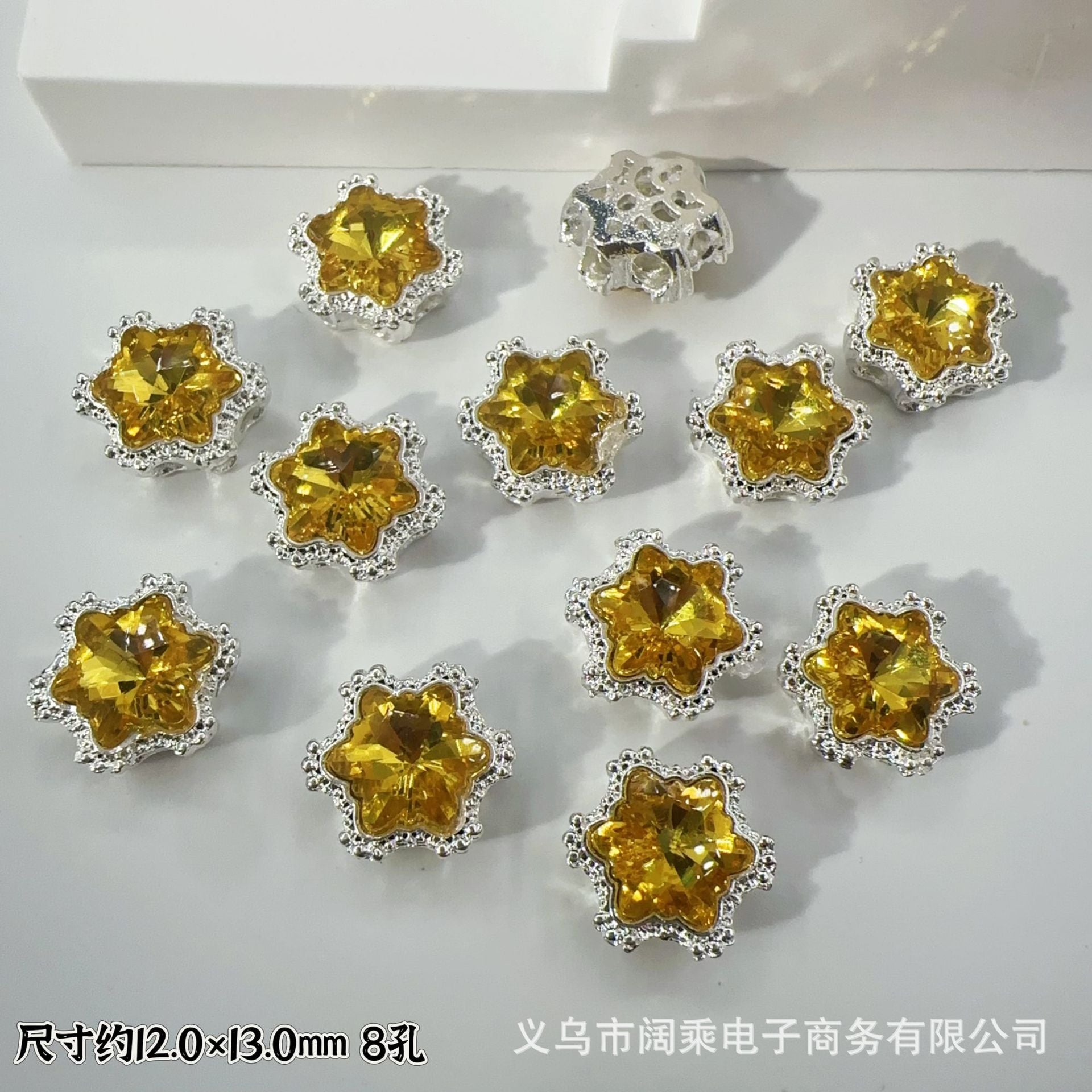 Wholesale 10pcs Multi-Color Eight-Hole Crystal Glass Snowflake Diamond Spacer Beads