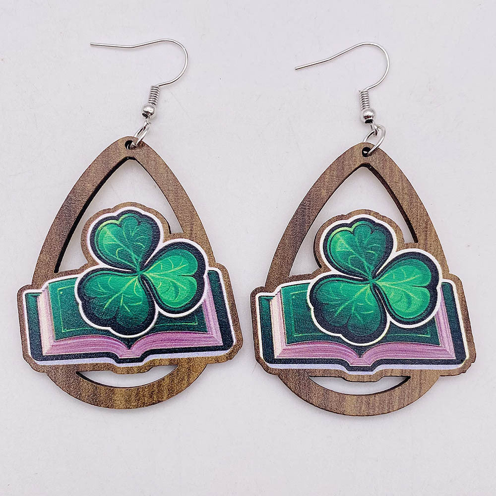 Wholesale New St. Parcret festival Green lucky grass rainbow beard earrings