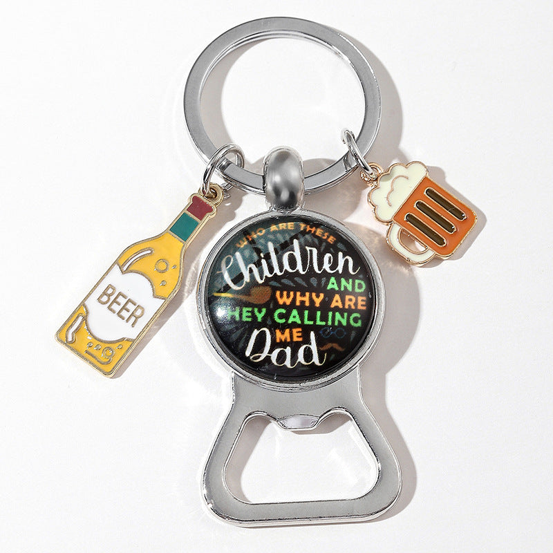 Wholesale Father's Day Zinc Alloy Beer Keychain