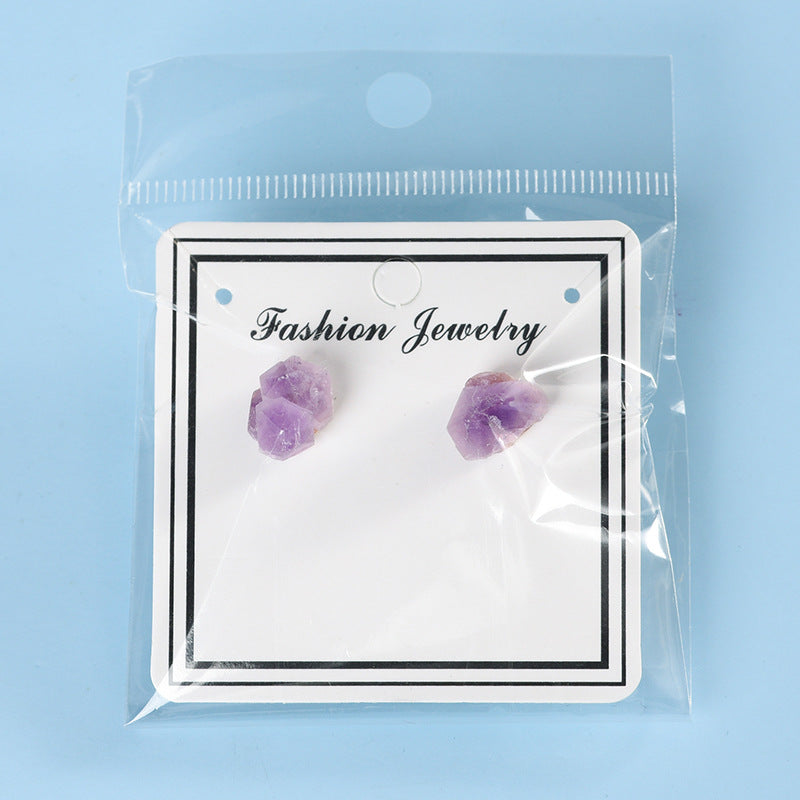 Wholesale Natural Amethyst Earrings Stud Bohemian  Earrings