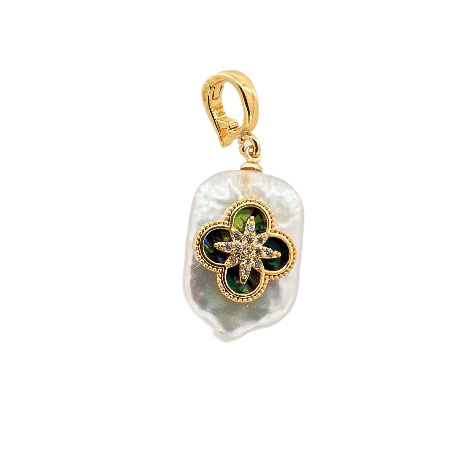Wholesale Copper gold plated inlaid pearl shell cross butterfly heart pendant
