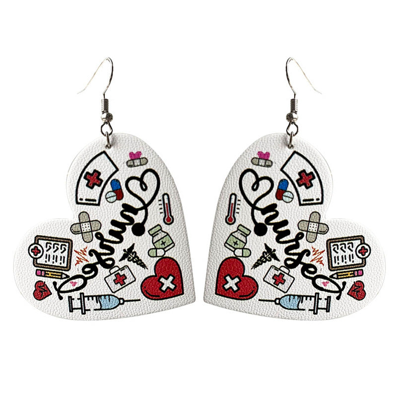Wholesale Valentine's Day Teacher's Day Popular Heart Shape Leather Earrings