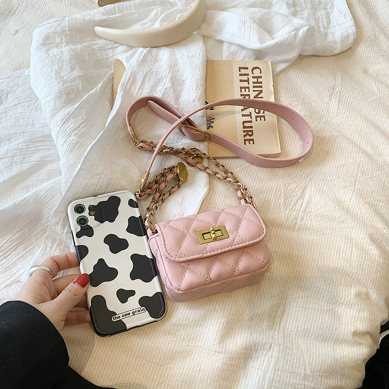 Wholesale PU Gold Coin Chain Diamond Plaid Women's Bags