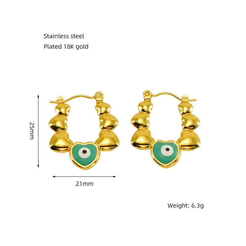 Wholesale Stainless Steel Vintage Türkiye Love Eyes Horn Bag Earrings
