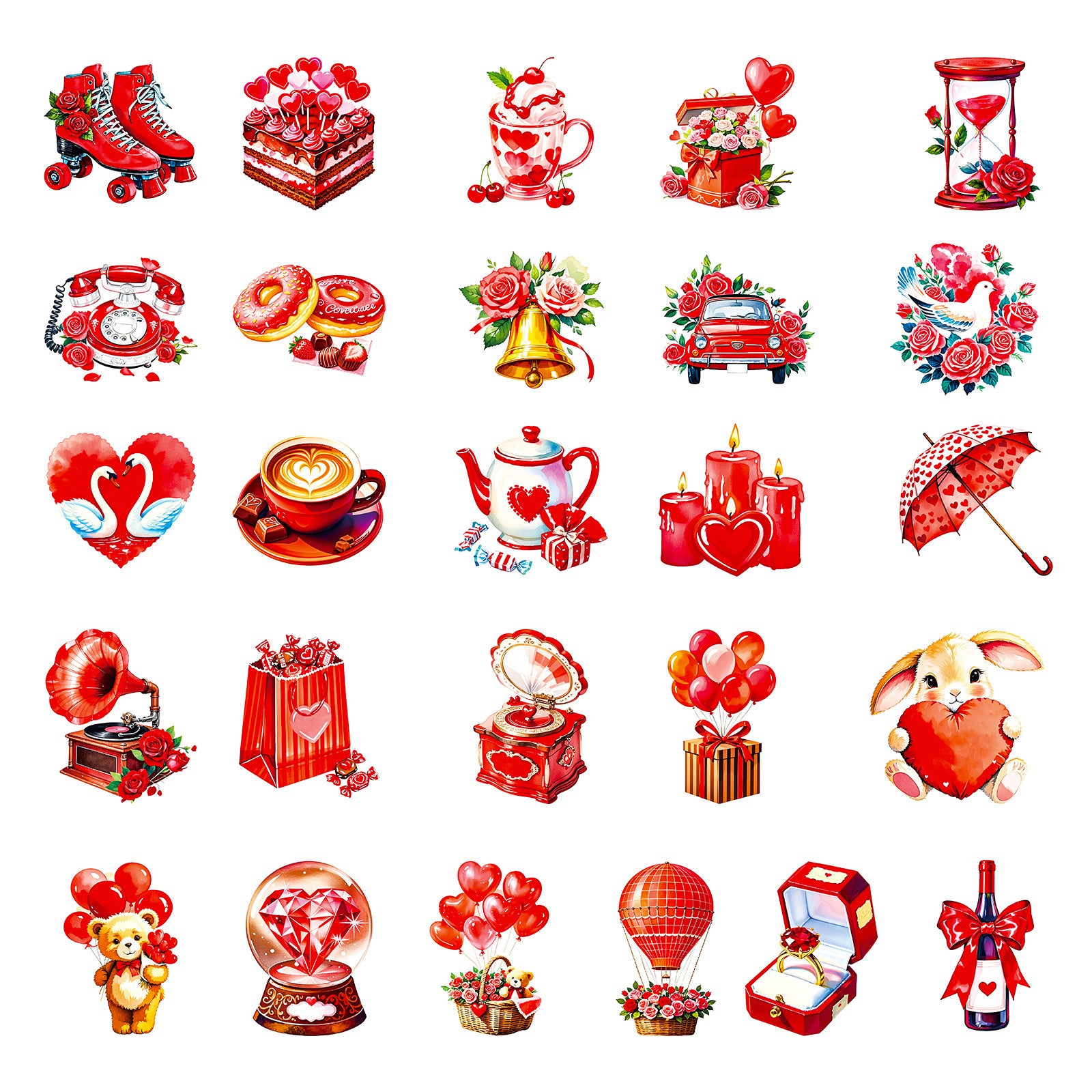 Wholesale 56pcs Red Cartoon Valentine' s Day Stickers