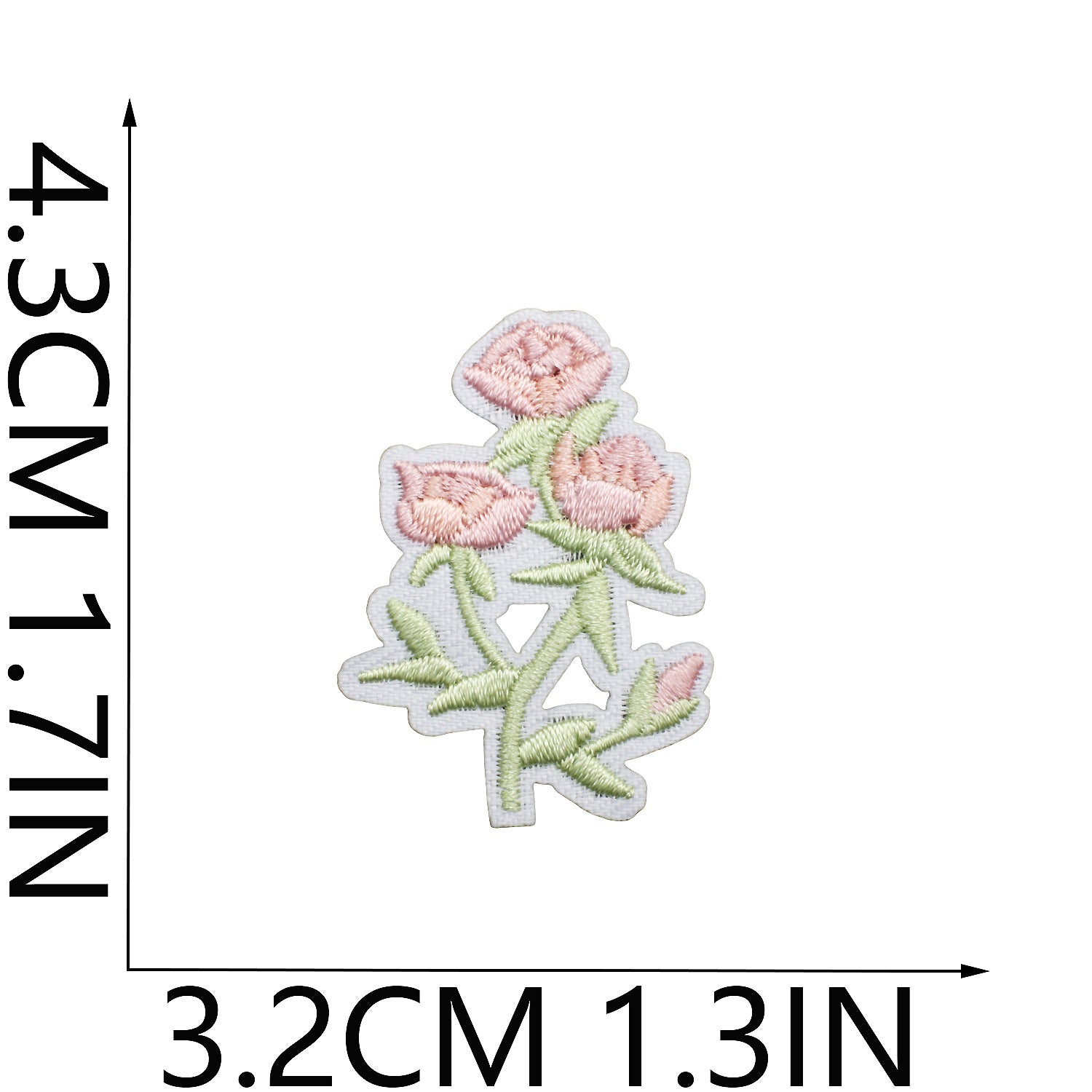 Wholesale Tulip Floral Embroidered Patch Iron On Peony Applique DIY Clothing Bag Decorative Craft Supply
