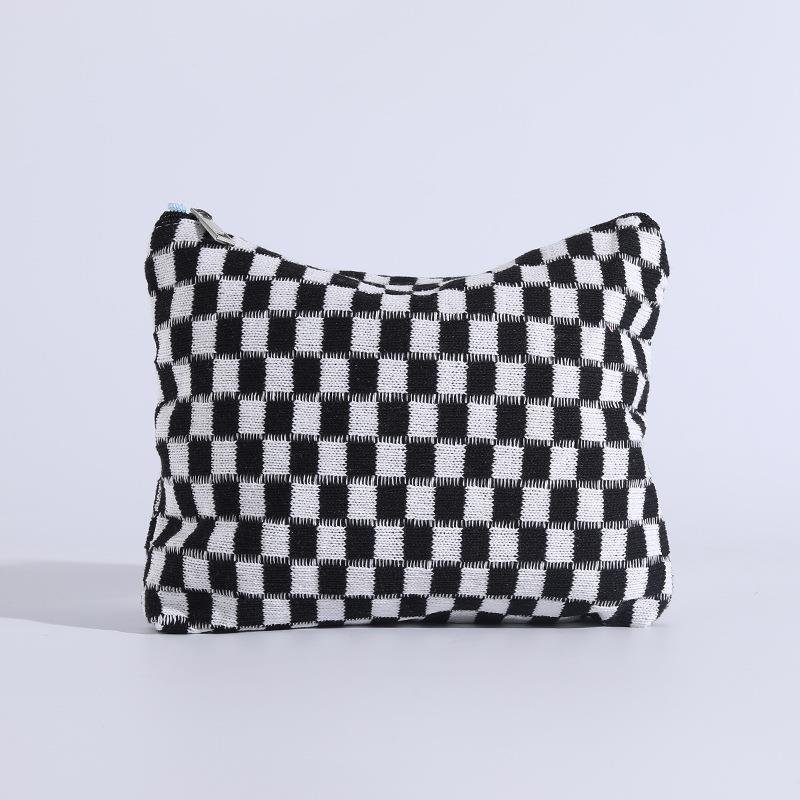 Wholesale Checkerboard Wool Cosmetic Bag