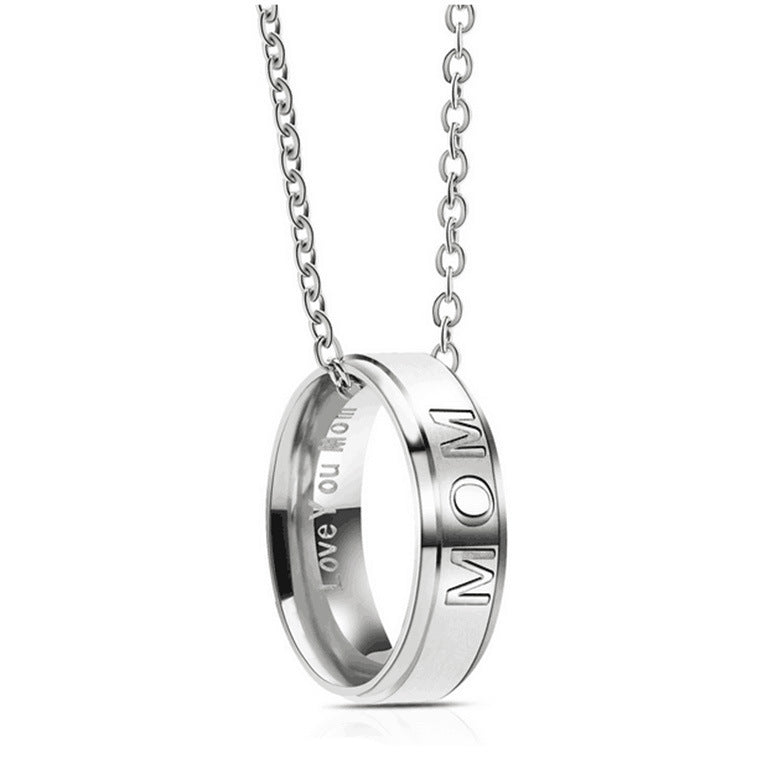 Wholesale DAD MOM Ring Titanium Steel Pendant Necklaces