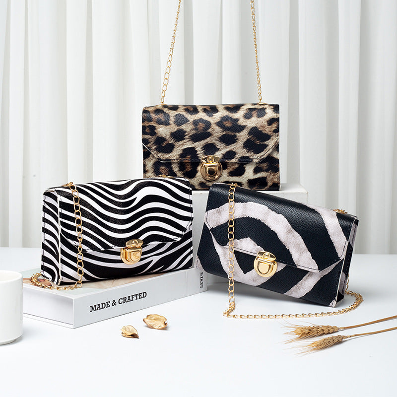 Wholesale PU Leopard Patterned Snake Patterned Small Square Bag Single Shoulder Crossbody Bag