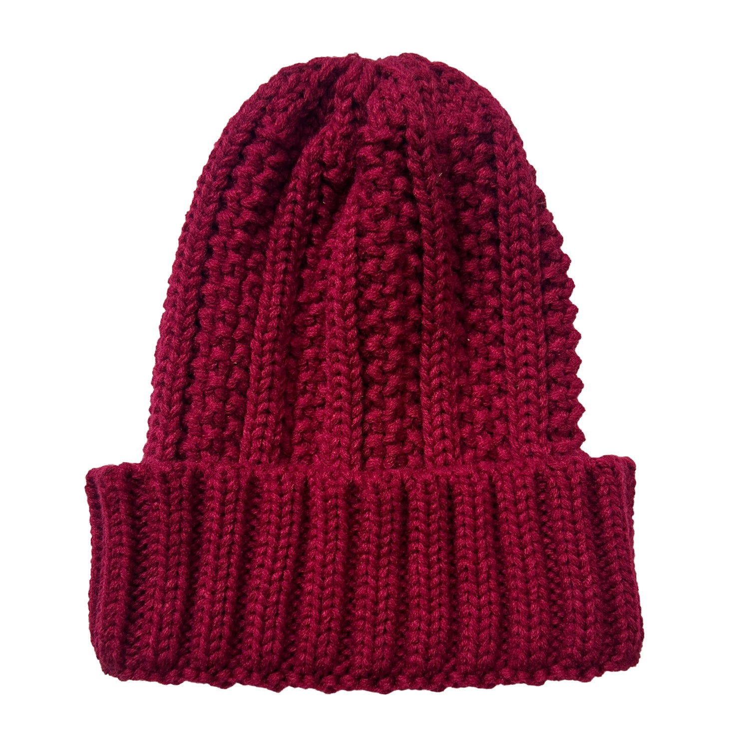 Wholesale Vertical Striped Curled Edge Knitted Wool Warm Hat