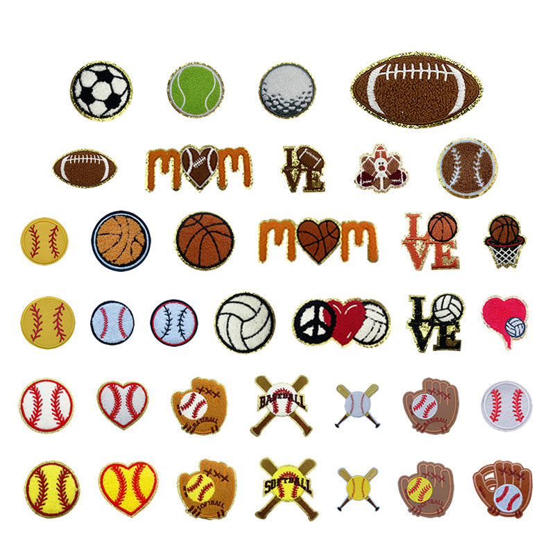 Wholesale 10pcs Baseball Softball Volleyball Blue Ball Football Towels Embroidered Patches FS