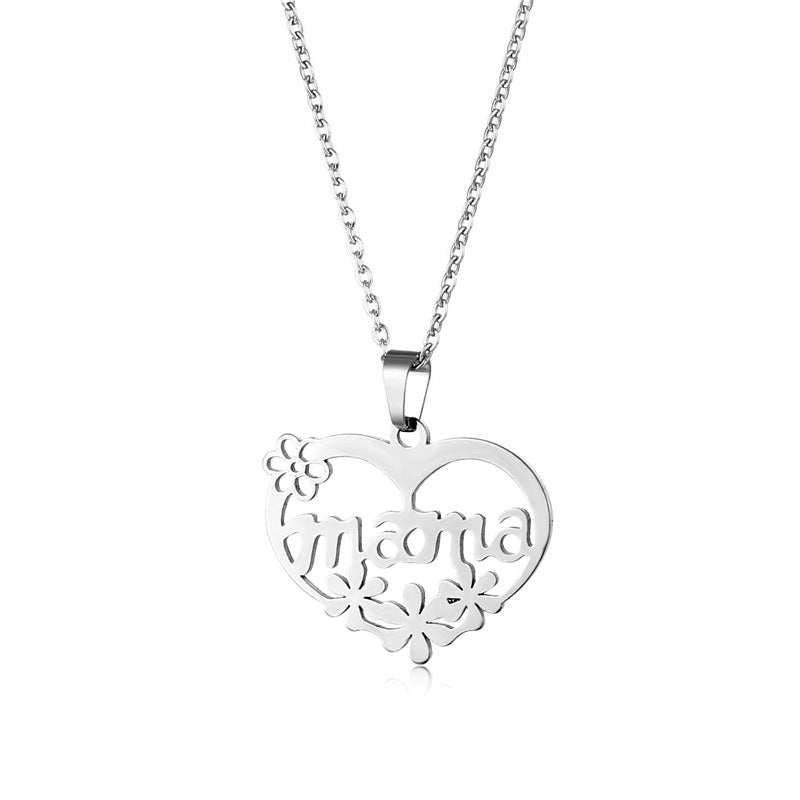 Wholesale Necklace  Heart-shaped Letters Mom Necklace Stainless Steel Necklace