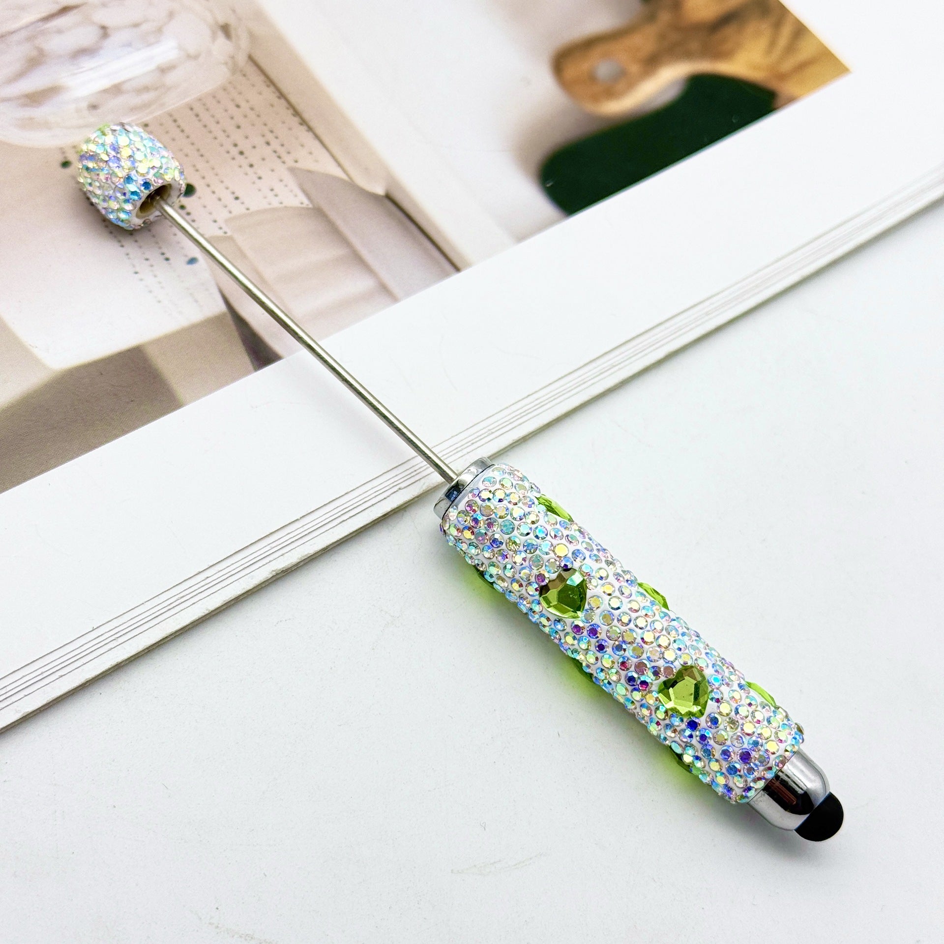 Wholesale DIY colorful full diamond touch screen pen pure handmade love bead pen