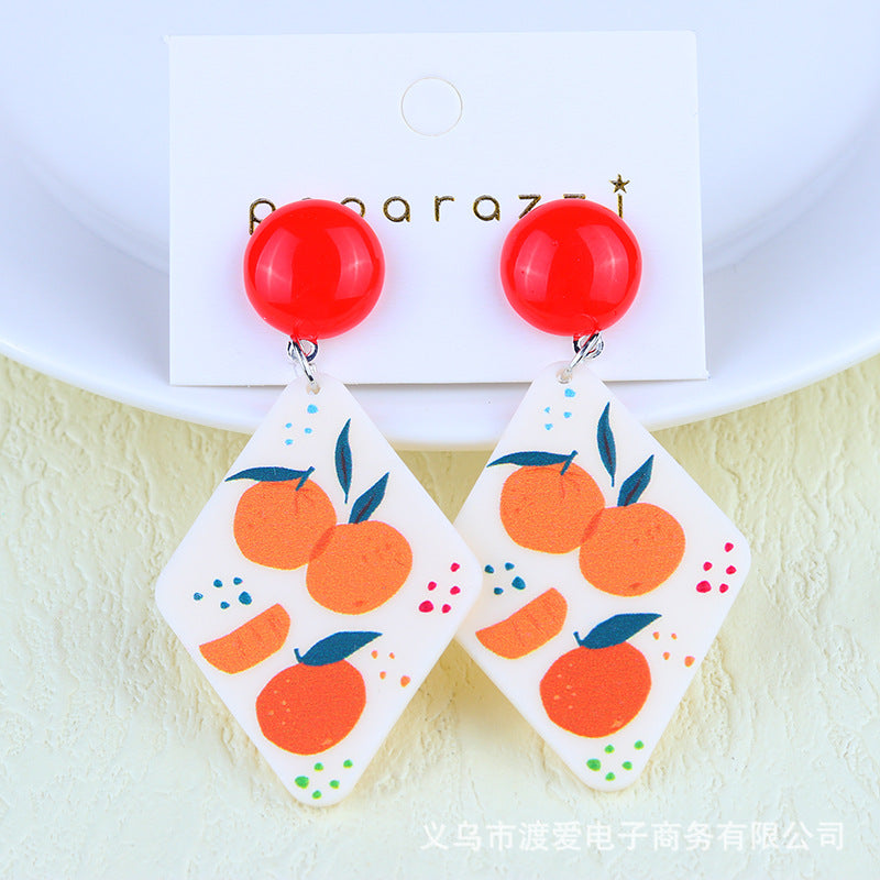 Wholesale Rainbow contrast summer acrylic earrings