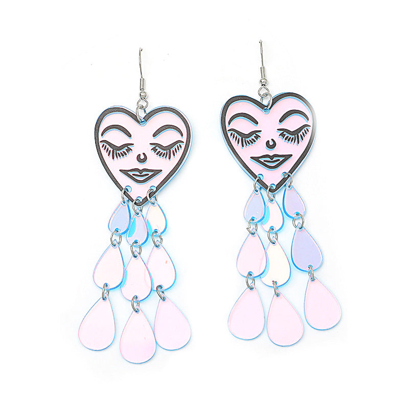 Wholesale Acrylic Valentine's Day Crying Water Drop Love Earrings