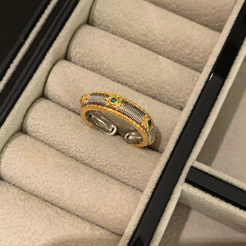 Wholesale Middle Ages Brushed 925 Sterling Silver Light Luxury High-end Gold Rings