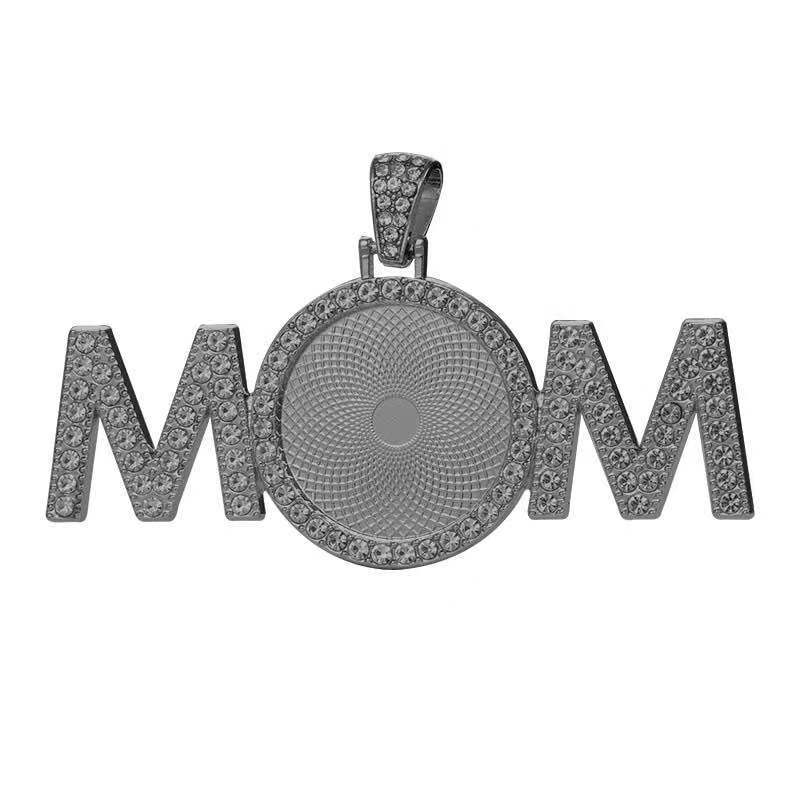 Wholesale 50pcs Alloy Sublimation Jewelry Blanks Diy Movable Head Diamond Necklace Pendant