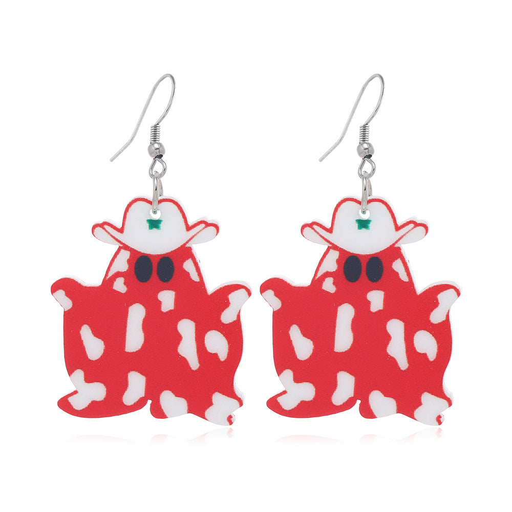 Wholesale Western Cowboy Ghost Halloween Retro Acrylic Earrings OLY-ES-KaiQing003