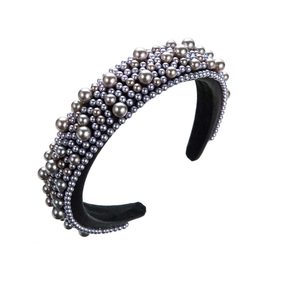 Wholesale Sponge Pearl Hair Accessories Women Beads High Sense Wide Edge Fashion Versatile Headband