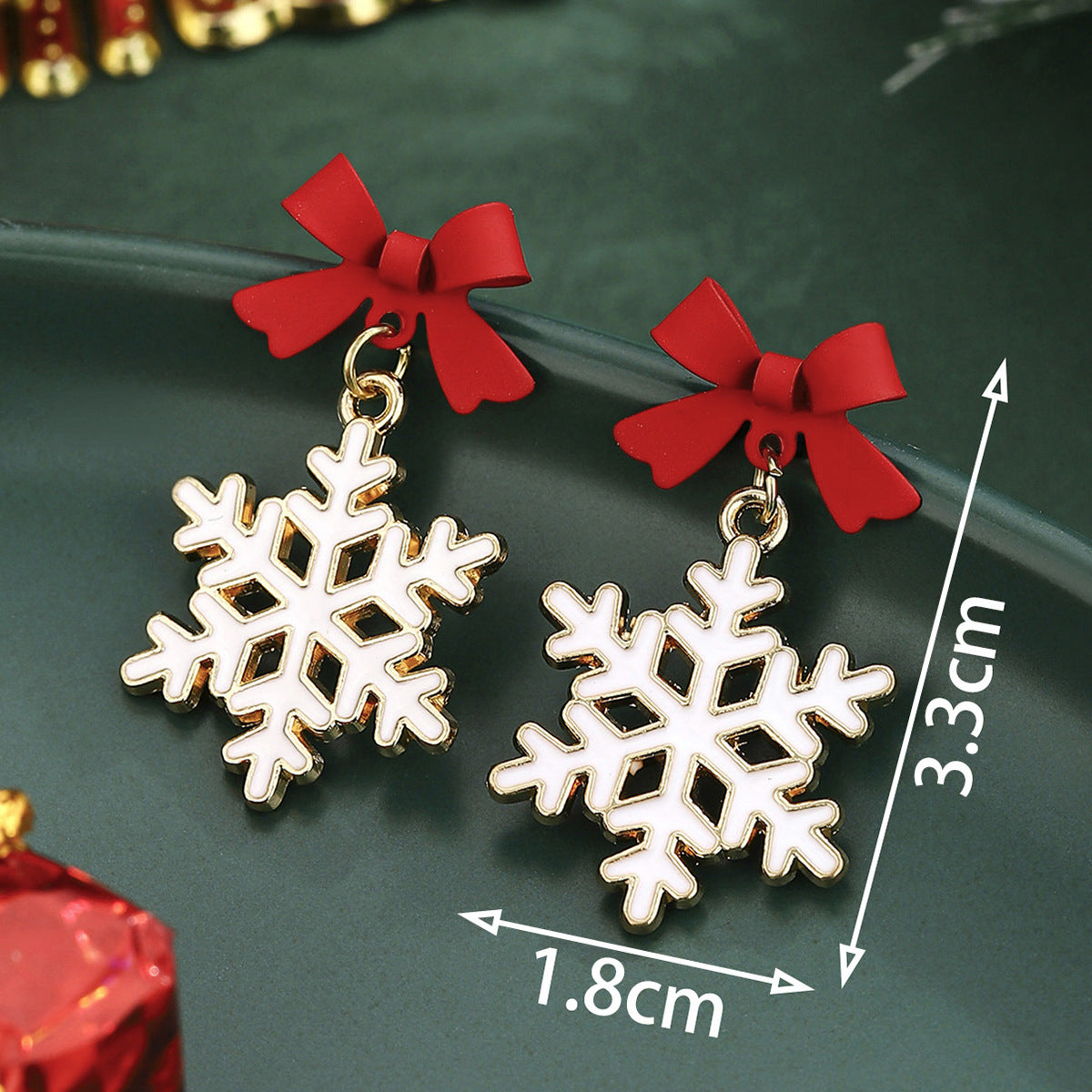 Wholesale Christmas Hollow Snowflake Bow Earrings