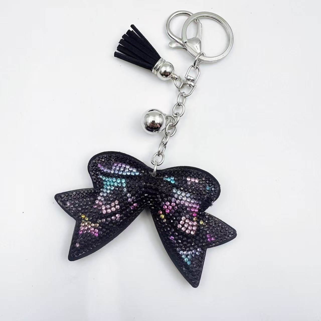 Wholesale 6pcs Creative Diamond Leopard Print Keychain