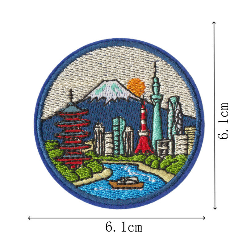 Wholesale World Landmark Embroidered Iron On Patches 9 Pack Commemorative Souvenir Badge Style No Sew DIY Decorative For ets Craft Accessory