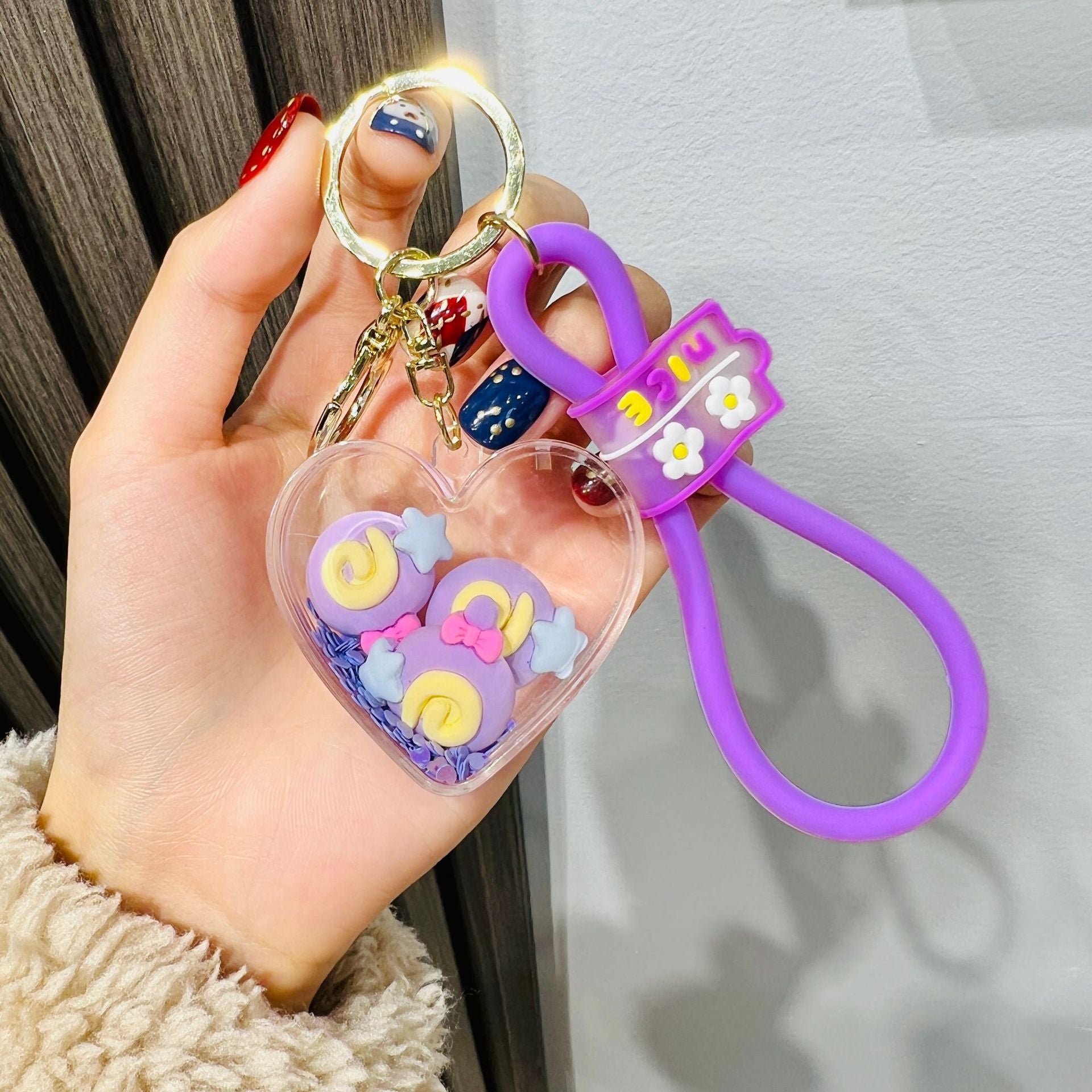 Llavero de anillo de anillo de bagel de aceite acrílico al por mayor