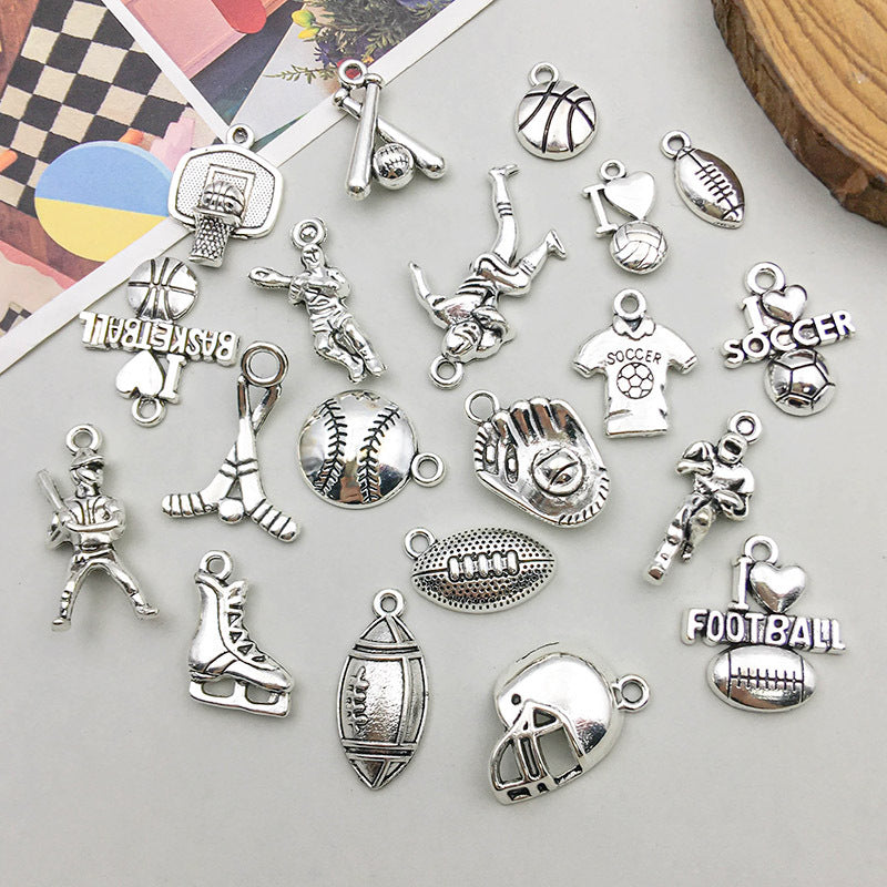 Wholesale 1 Antique Silver Alloy Simulation Rugby Baseball Series DIY Pendant
