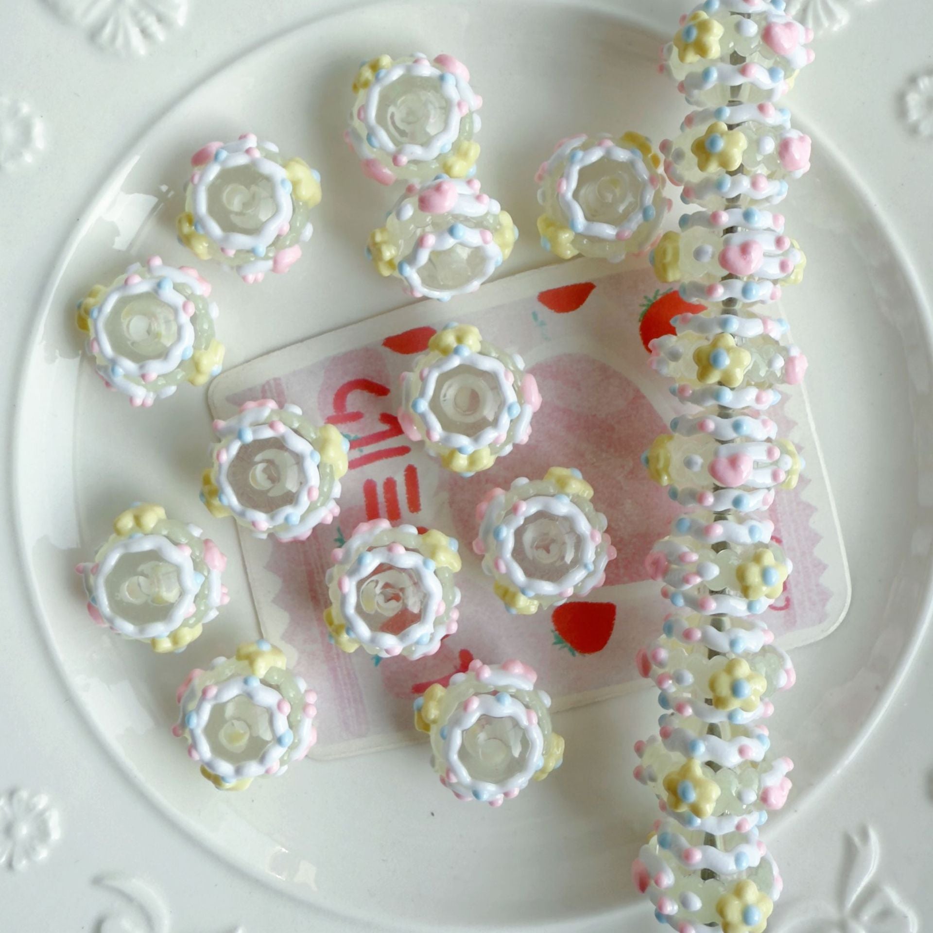 Wholesale 2pcs acrylic luminous hand-painted beads diy necklace bracelet beads