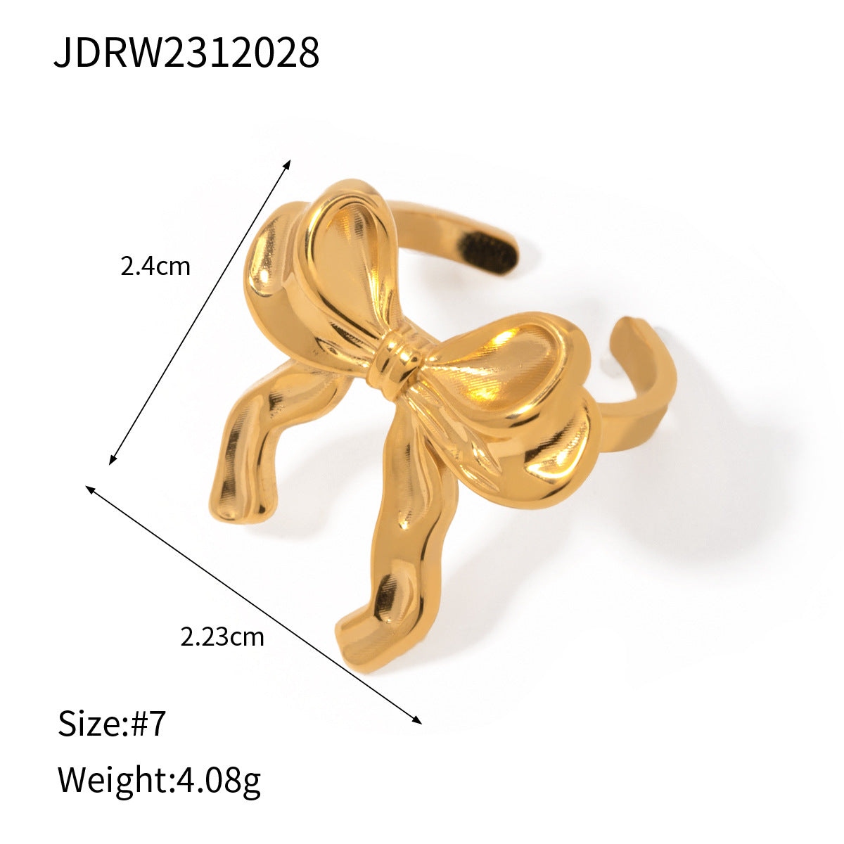 Wholesale Personalized Versatile 18k Gold Stainless Steel Bow Ring