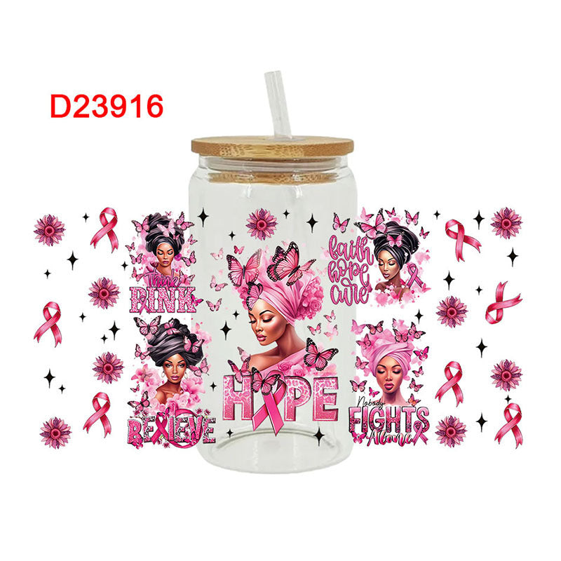 Wholesale Pink Love Rugby Letter 16oz Cup UV DTF Wraps