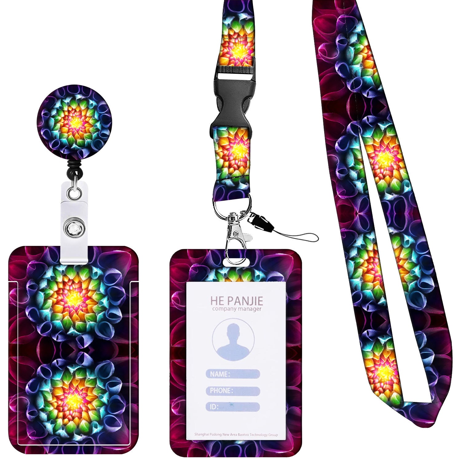 Wholesale Badge Reels ABS Printed Card Holder Retractable Keychain