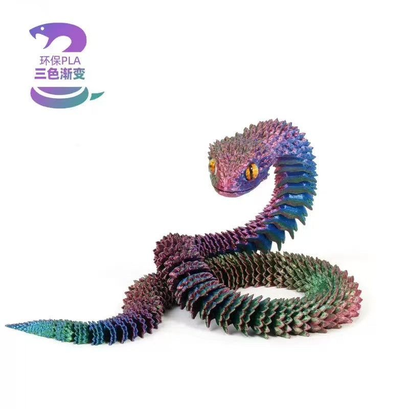 Wholesale 3D printed viper figurine with movable snake joints,  simulated animal luminous model