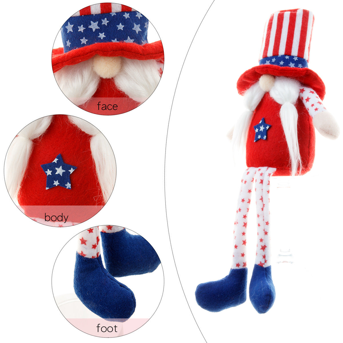 Wholesale of American National Day Long Legged Rudolf Dwarf Faceless Old Man Fabric Doll Ornaments