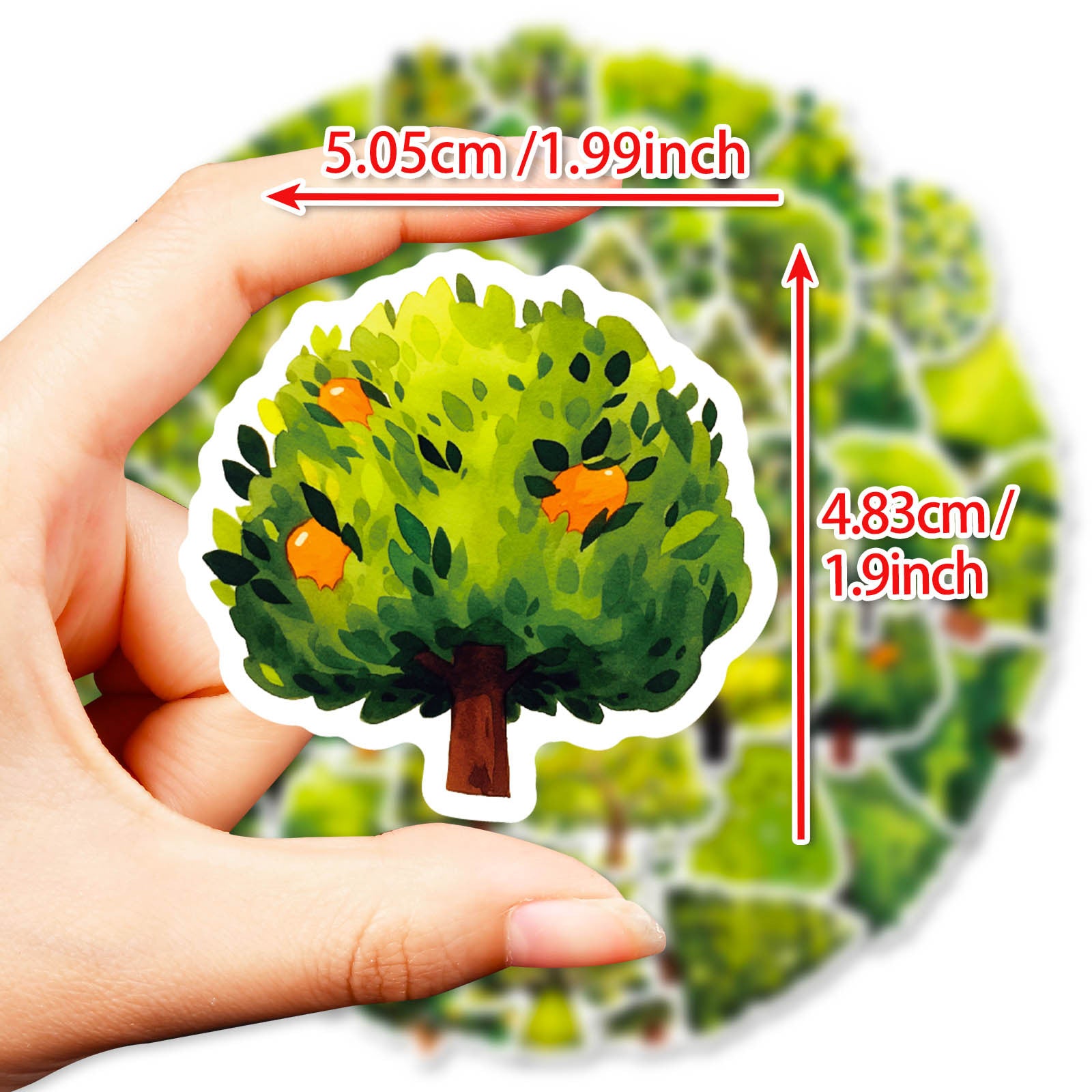 Wholesale 50 Cute Cartoon Green Trees Graffiti Stickers
