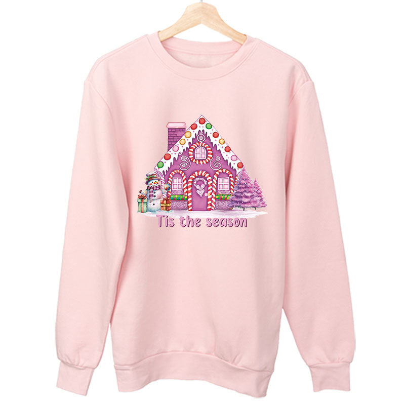 Wholesale Pink Christmas House Heat Transfer  UV DTF Ready to Press Transfers Wraps