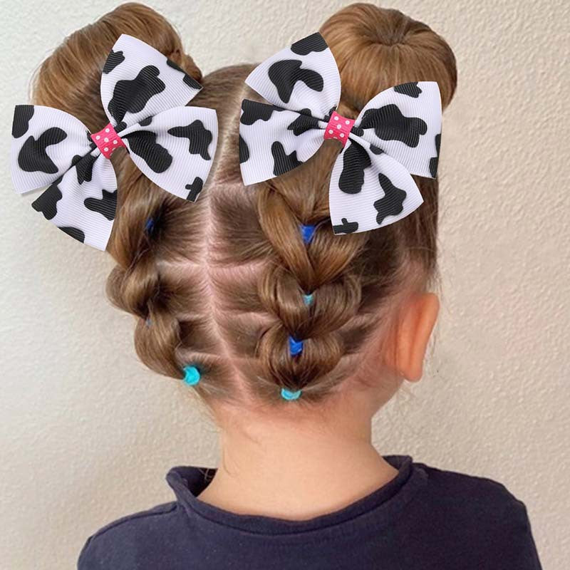 Wholesale  20pcs/pack European and American Cow Pattern Bow Hairpins Popular Kidsren' s Bow Hair