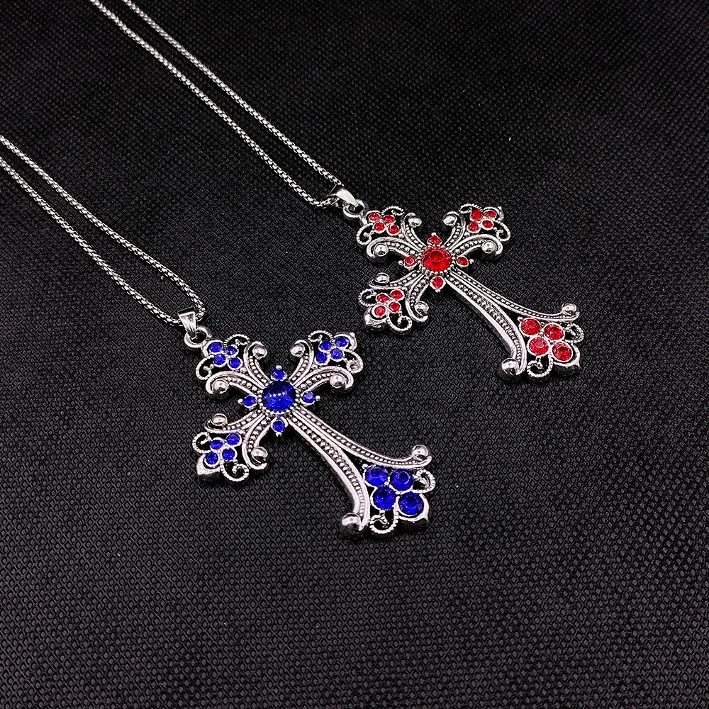 Wholesale Vintage Large Diamond Cross Pendant Necklace