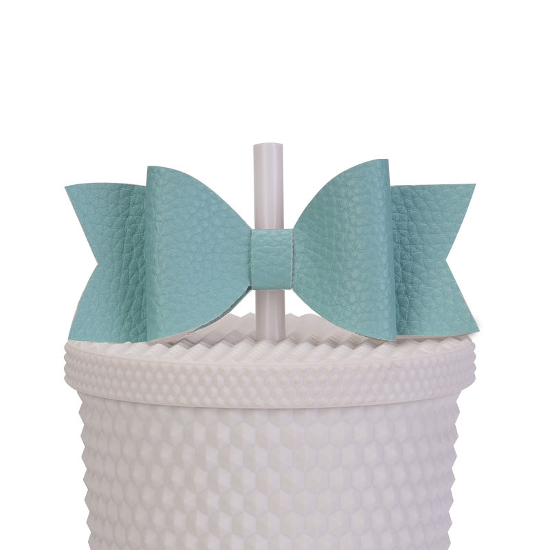 Wholesale Durian Cup Leather Straw Cup Accessories Bow Straw Cover Sticker