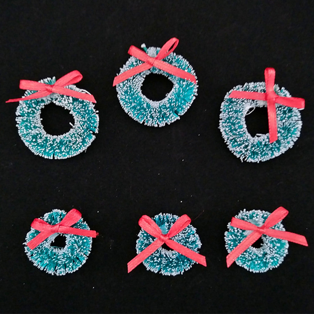 Wholesale  5pcs sisal silk Garland Christmas mini wreath blue green snow decoration