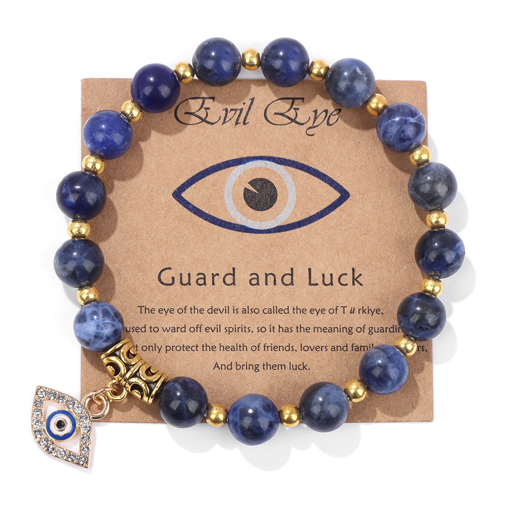 Wholesale Natural Stone Beads Devil Eye Pendant Bracelet