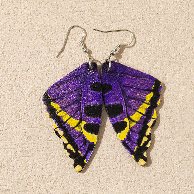 Wholesale Painted Butterfly PU Leather Earrings