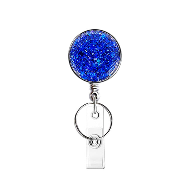 Wholesale UV Electroplated Resin Diamond Glitter Sequins Retractable Keychain