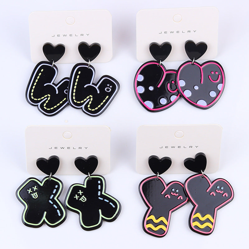Wholesale Letter Smiling Face Acrylic Printed Earrings