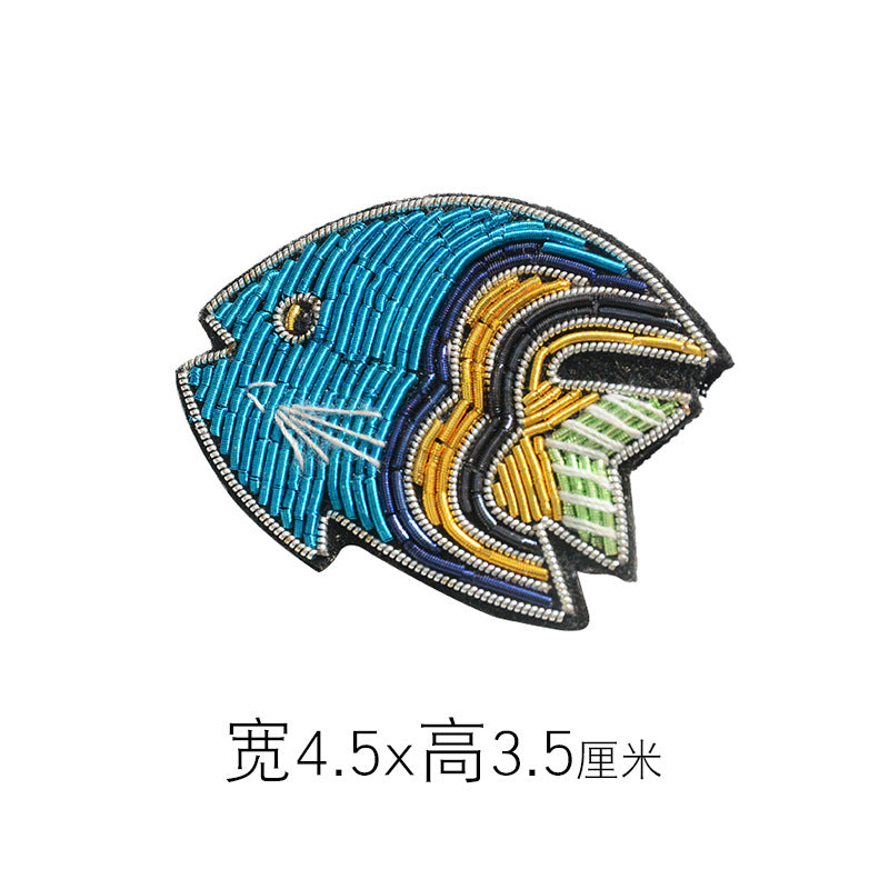 Wholesale DIY Hand Embroidered Indian Silk Cloth Patches Tropical Fish Hat Clothes Accessories