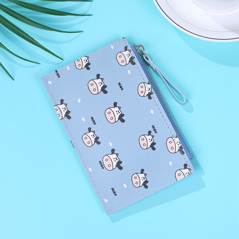 Wholesale Student Cartoon Cow Pattern Female Large Capacity Multi-card Slot PU leather Wallet