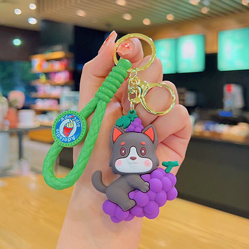 Fruta al por mayor shiba inu llaves de goma suave