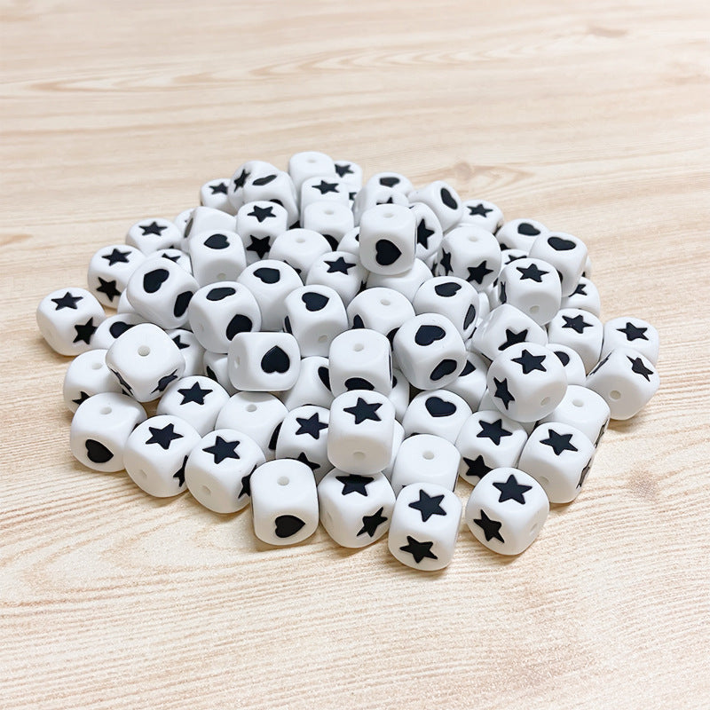 Wholesale 50PCS Valentine's Day 12MM Pentagram Love DIY Silicone Beads