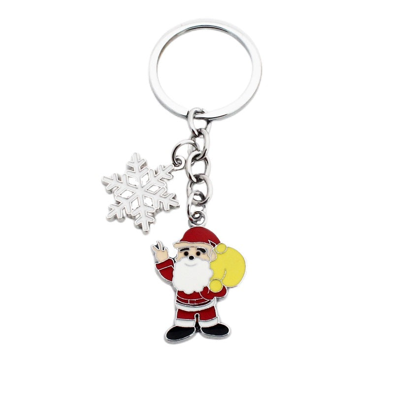 Wholesale Christmas Santa Claus Christmas Tree Drop Oil Zinc Alloy Keychain