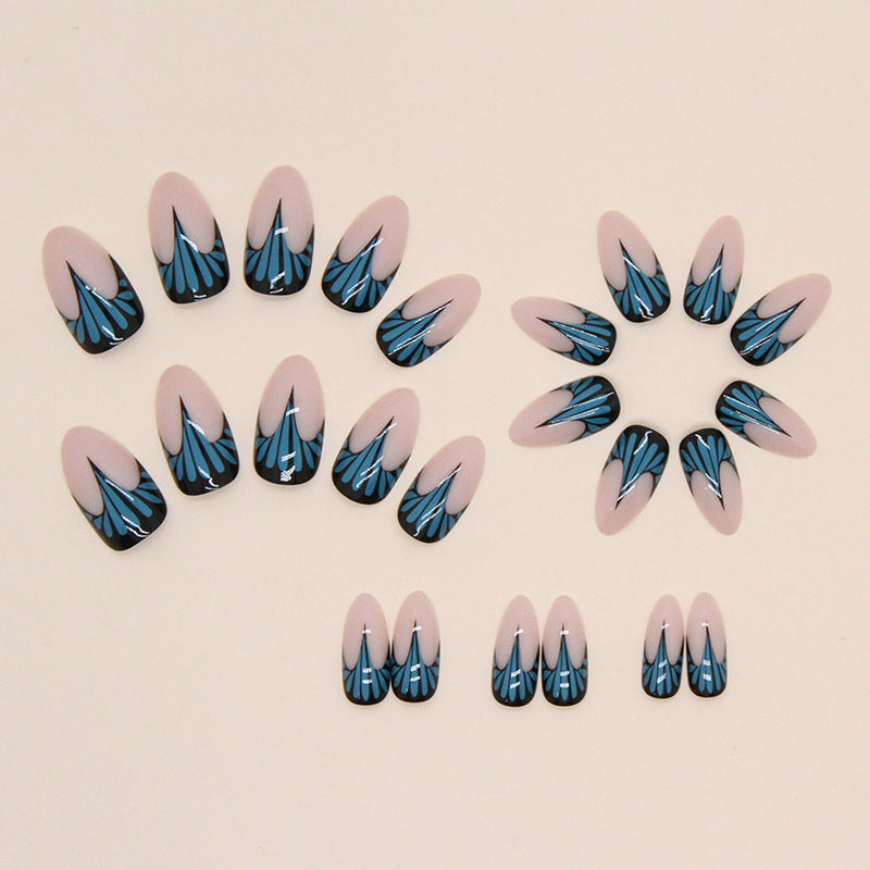 Wholesale Round Toe Lake Blue Fishtail Water Drip Nail Stickers